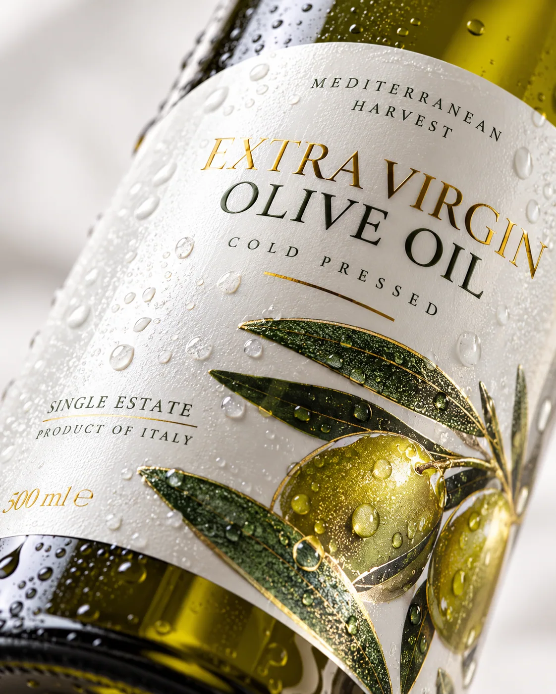Etichetta per olio con foil